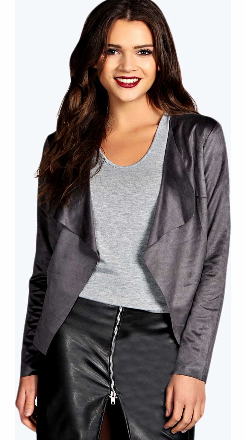 Poppy Suedette Jacket - grey azz14368