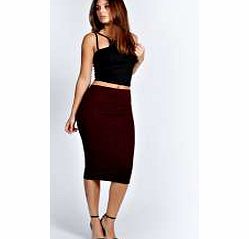 boohoo Ribbed Bodycon Midi Skirt - berry azz23239