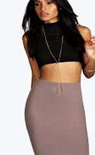 boohoo Ribbed Pencil Midi Skirt - taupe azz05527