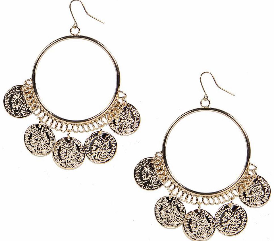 Ronya Coin Hoop Earrings - gold azz18129