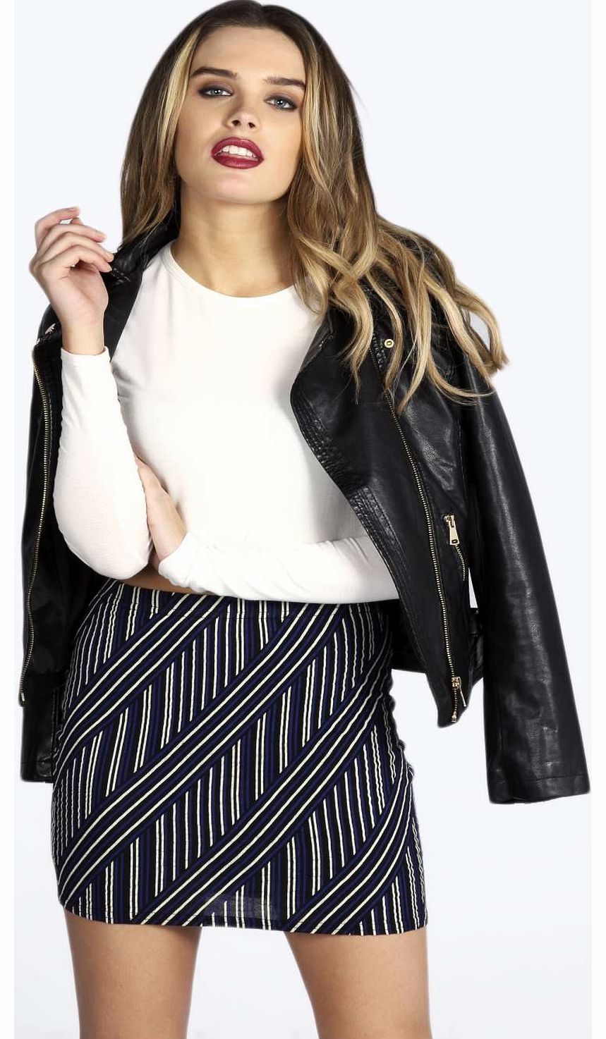 Rosie Contrast Stripe Mini Skirt - blue azz16783