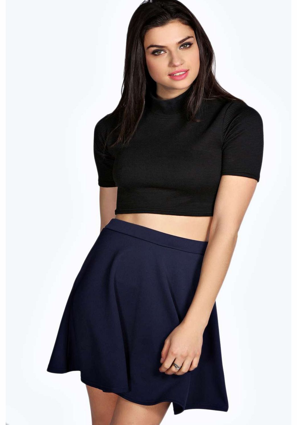 Rosie Full Circle Scuba Skater Skirt - navy