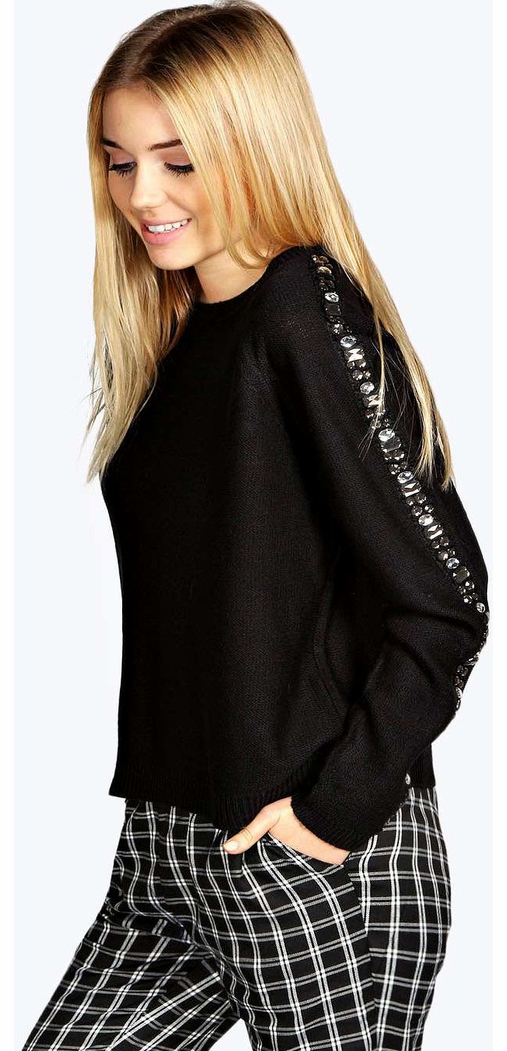 Ryon Embellished Sleeve Jumper - black azz13787