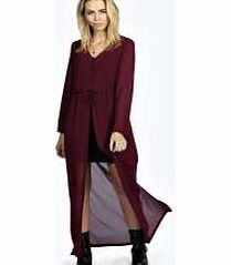 Sarah Button Through Kimono Dress - wine azz22173