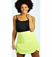 boohoo Sarah Curved Hem Detail Mini Skirt - lime pzz99862