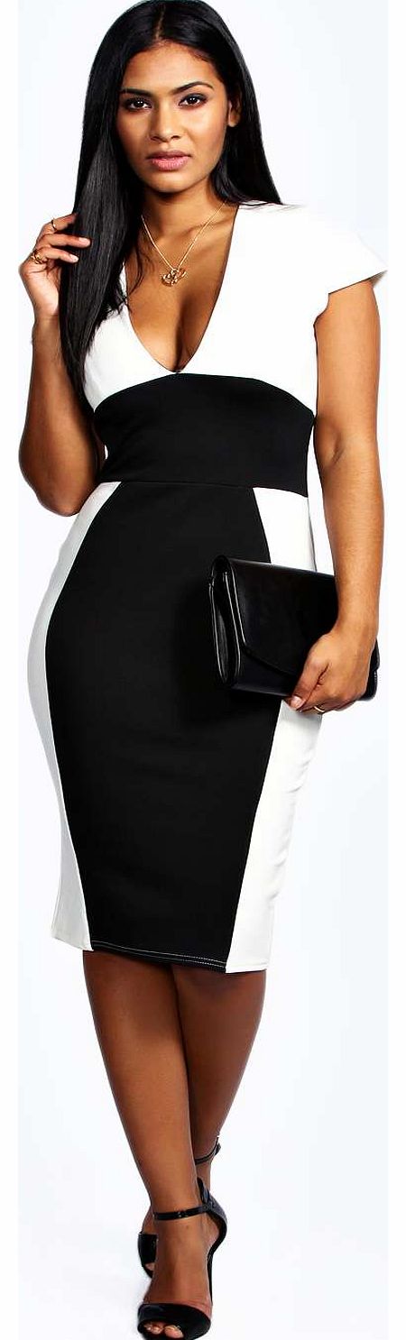 Seren Monochrome Midi Bodycon Dress - multi