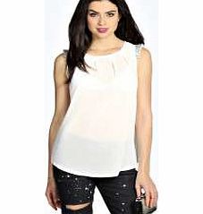 boohoo Sheer Shoulder Trim Blouse - white azz20314