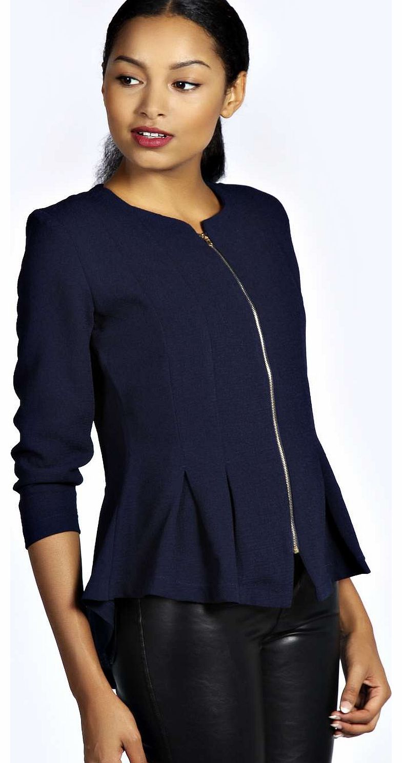 Simone Peplum Tailored Blazer - navy azz19165