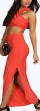 boohoo Slinky Maxi Skirt - orange azz03144