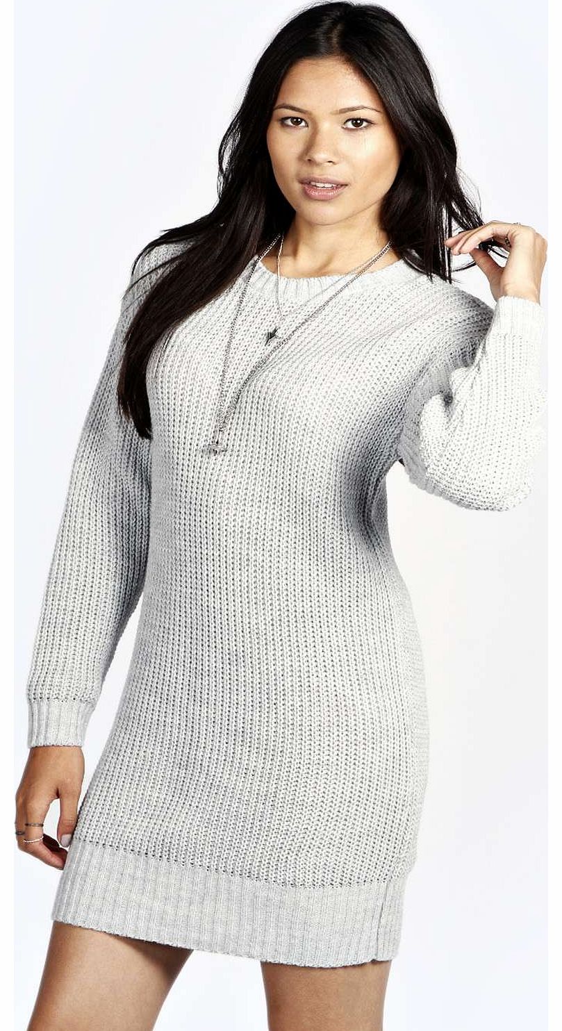 Sofia Oversized Fishermans Jumper Dress - silver