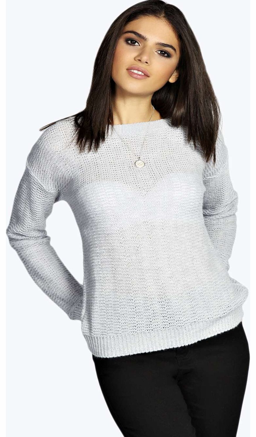 Sookie Patterned Soft Knit Jumper - silver