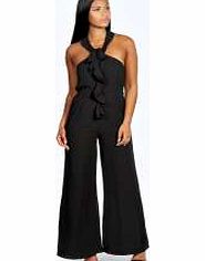 Sophia Halter Frill Detail Chiffon Jumpsuit -