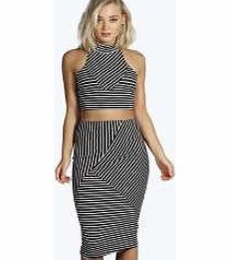 boohoo Stripe Midi Bodycon Skirt - multi azz09191