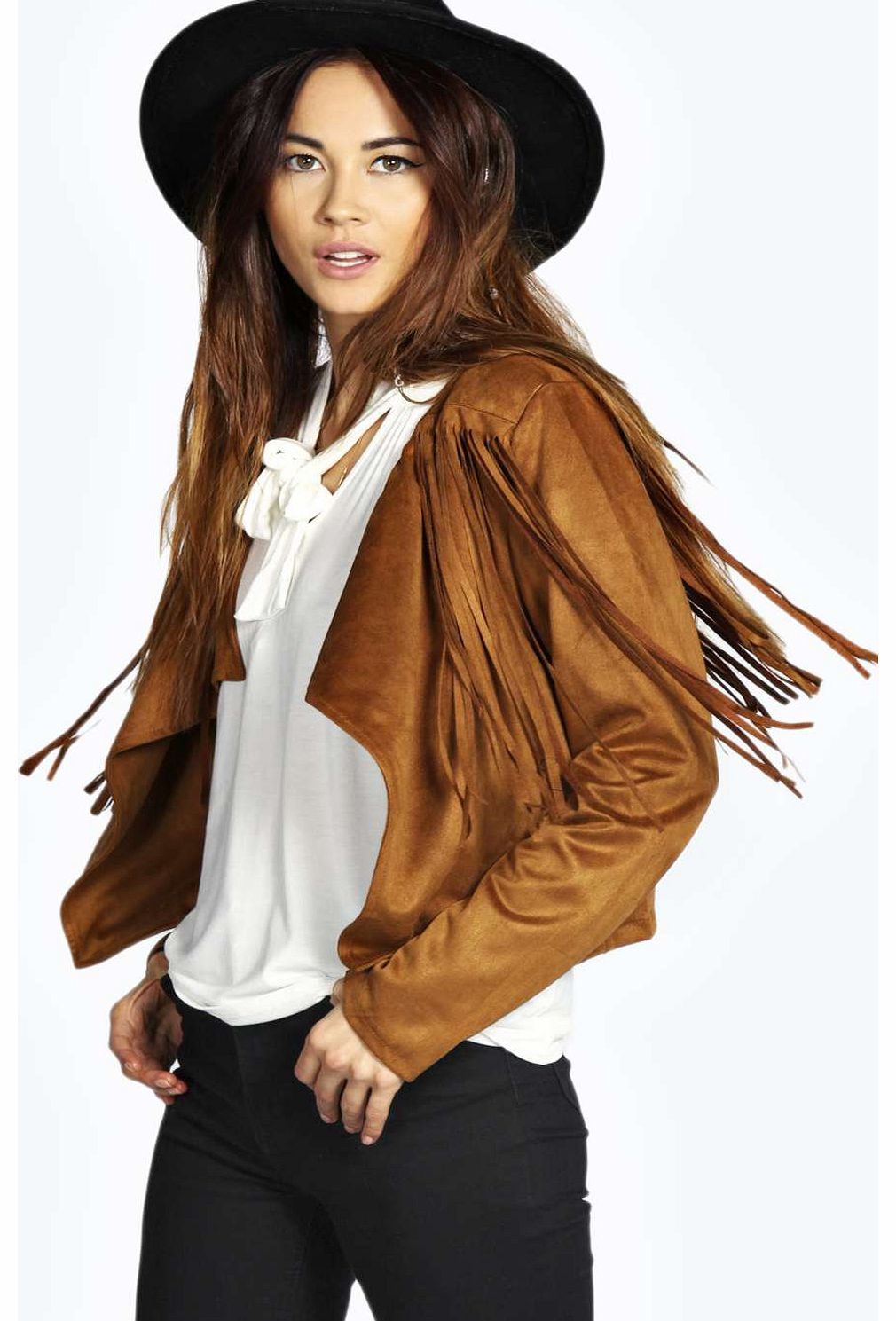 Suedette Tassel Jacket - brown azz18760