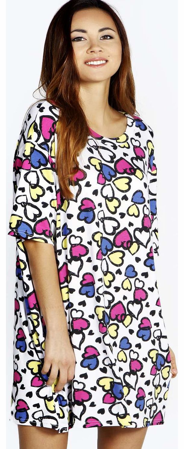 Tracie Multi Heart Oversized Tshirt Nightdress -