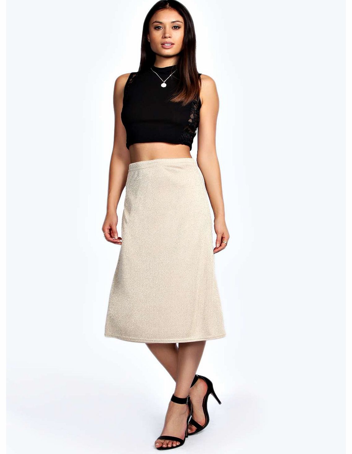 Yazzmin Knit A Line Midi Skirt - stone azz19116