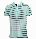 Hugo Boss Aqua and Black Striped Pique Polo Shirt (Janis)