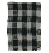 Naux Black and Grey Check Tassle Scarf