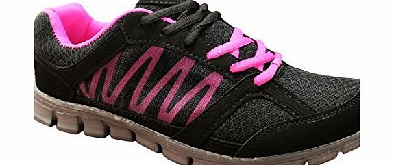 Boston Athletics Womens Boston Athletics Shock Absorbing Running Gym Trainers Sizes 3-8 (7 UK, Black / Fuschia)