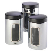 brushed steel window canister 3 Set