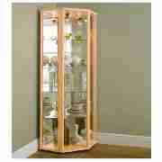 Glass Corner Display Cabinet, Beech