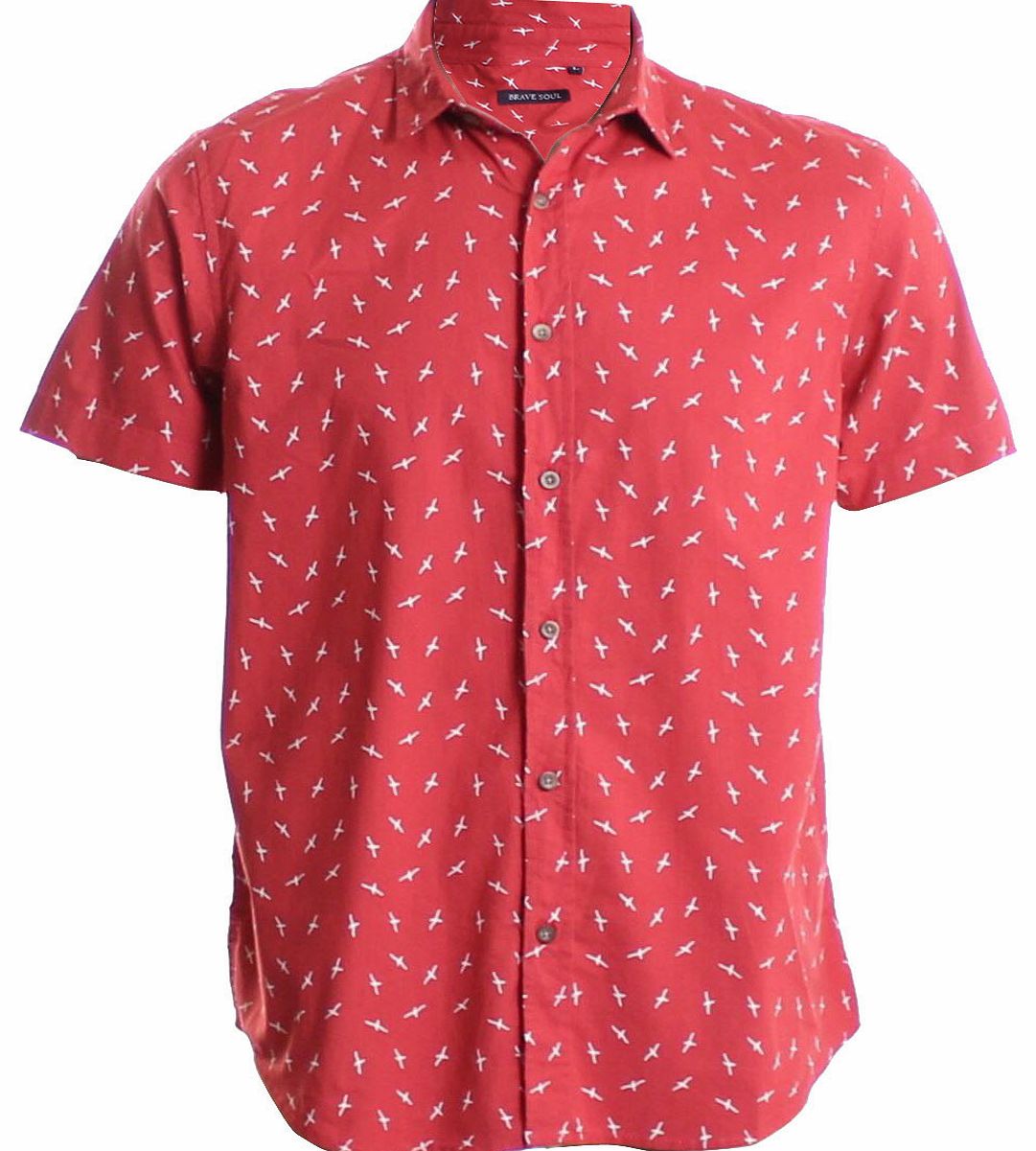 Mens Short Sleeved Bird Print Shirt