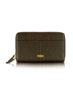 Cervo - Grained Leather Double Zip Purse Wallet