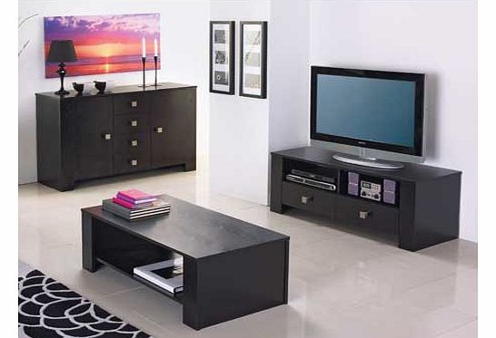 2 Door 4 Drawer Sideboard - Black Ash