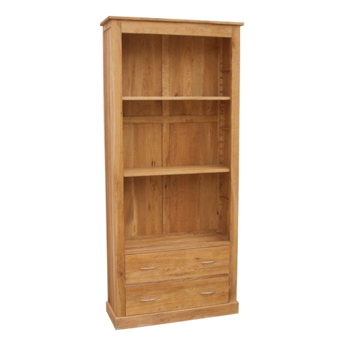 Brooklyn Contemporary Oak 2 Drawer Tall Bookcase