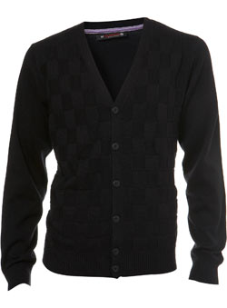 Black Argyle Textured Cardigan