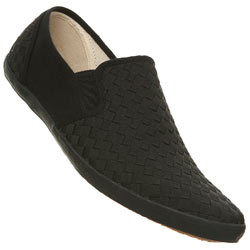 Black Weave Effect Slip On Plimsolls