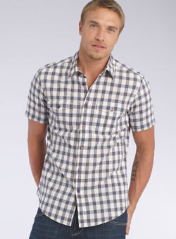 Blue Crinkle Check Shirt