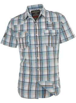 Blue Short Sleeve Check Shirt