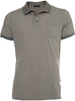 Grey Fine Striped Polo Shirt