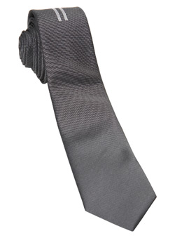 Burton Grey Skinny Tie With White Lin