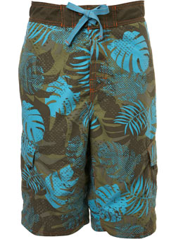 Leaf Print Camouflage Swim Shorts