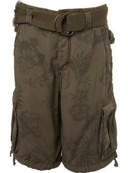 Leaf Print Cargo Shorts