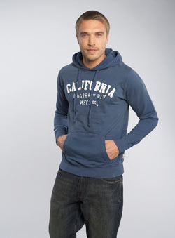 Navy Hooded Printed Sweatshirt