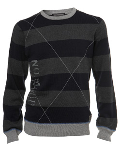 Navy Raker Stripe Crew Jumper