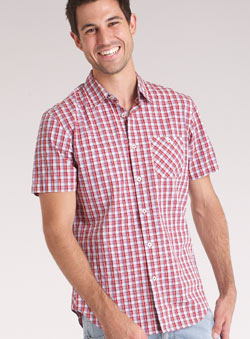 Red Short Sleeve Check Shirt