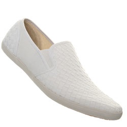 White Weave Effect Slip On Plimsolls