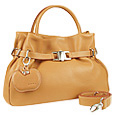 Buti Camel Buckled Strap Soft Leather Satchel Bag