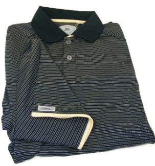 X-SERIES 2 BUTTON STRIPED S/S POLO GOLF SHIRT NAVY/YELLOWSTRIPE / SMALL