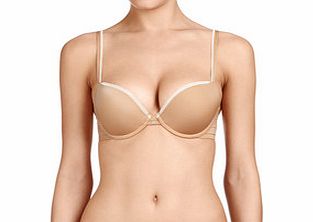 Beige underwired push-up bra