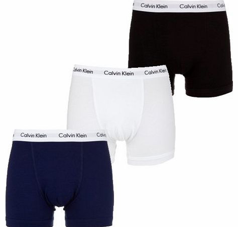  3 PACK COTTON STRETCH TRUNKS (Medium, BLACK WHITE NAVY)