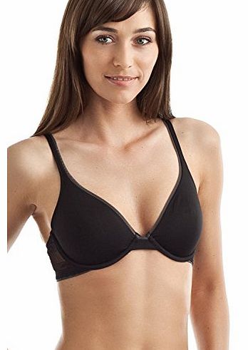 Underwire T-Shirt Bra with Lace, F3367, Unpadded (UK 32A EU 70A FR 85A, Black)