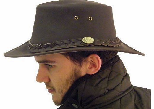 Australian Bute Leather Kangaroo Bush Hat - Brown - X-Lagre