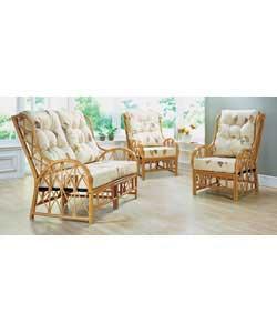 3 Piece Suite - Natural Leaf Cushions