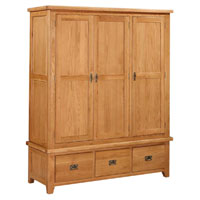 Oak 3 Door + 3 Drawers Wardrobe