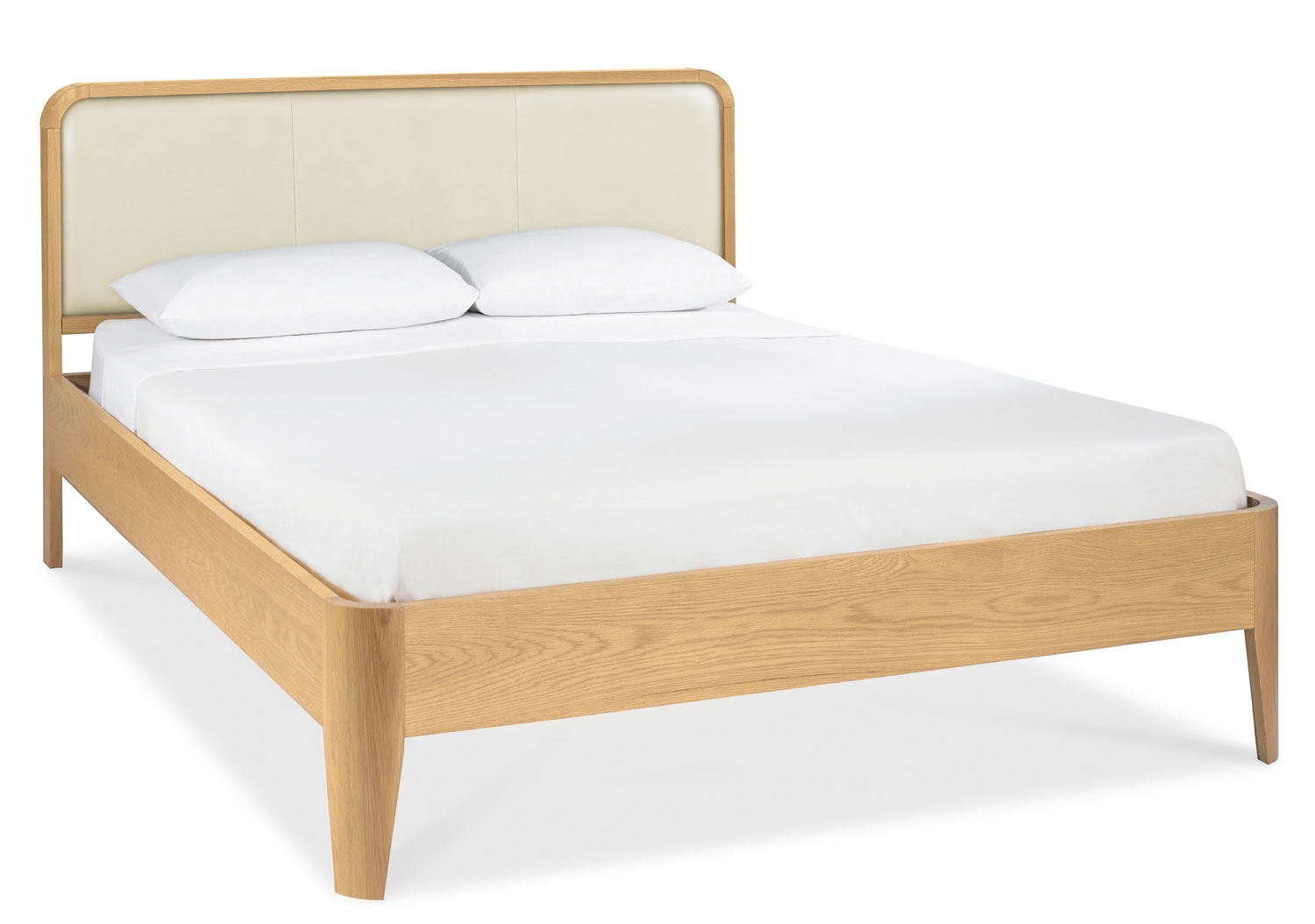 Oak Faux Leather Headboard Bedstead -